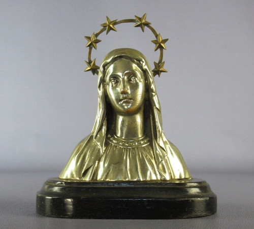 Statua busto madonna metallo