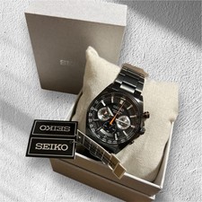 Orologio Seiko B399P1 Cronografo Mai Usato Nero Uomo 48mm Impermeabile