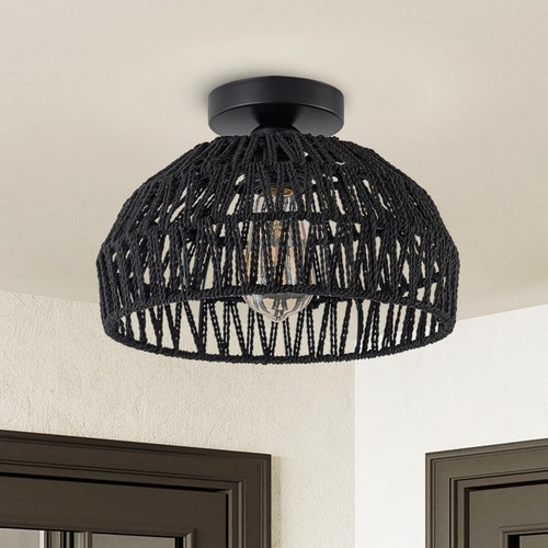Plafoniera rattan nero - in,