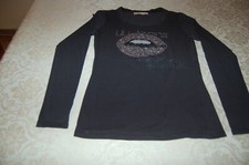 Liu jo Jeans - Maglietta donna, Nera con applicazioni, Cotone, tg S, usata