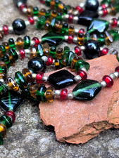 Collana vintage in vetro multicolore anni 60 bigiotteria costume (J177)