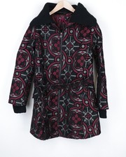 Cappotto donna DESIGUAL Sagitario EU38 rosso jacquard lunghezza media designer melange *