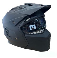MPH Casco Moto Integrale Jet Mentoniera Staccabile Harrier Doppia Visiera Nero