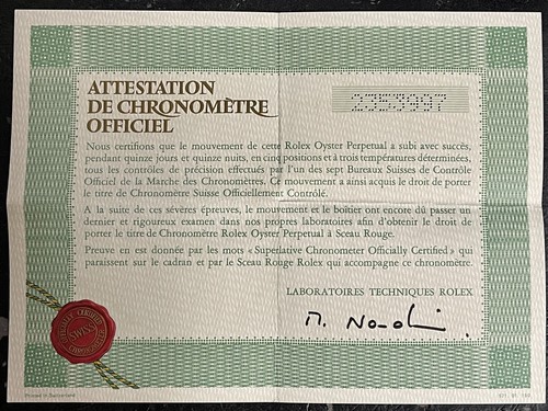 Rolex certificate explorer - certificate, ii