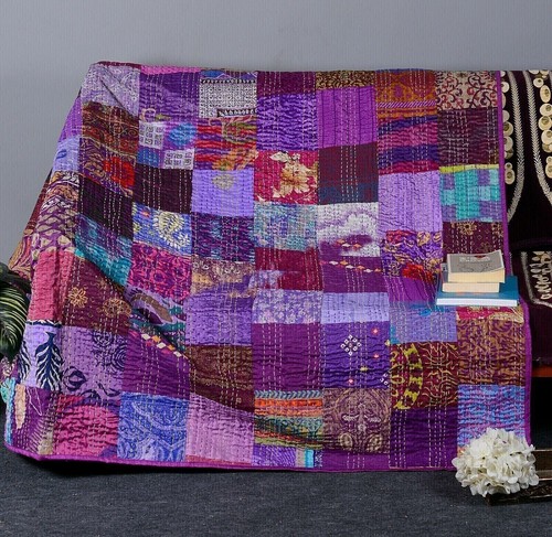Trapunta vintage kantha viola - kantha,