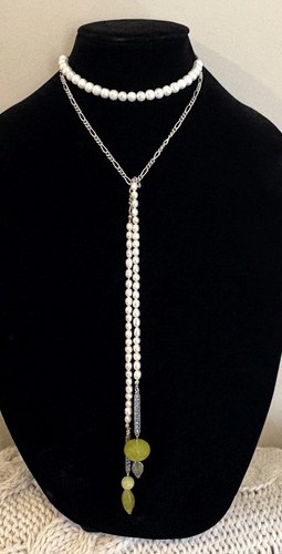 Collana vintage perla lunga - perla,