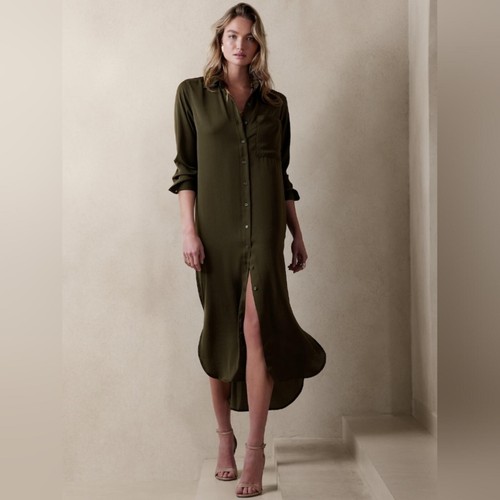 Maxi abito camicia raso banana - camicia,