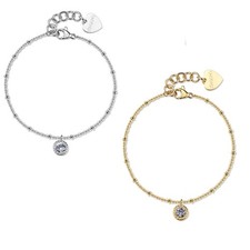 Sagapo Bracciale donna acciaio oro zircone tondo luminoso SAR62 SAR63 S'agapo