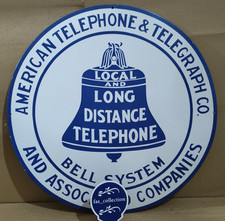 Insegna smaltata porcellana American Telephone & Telegraph Co. 30 x 30 pollici 1 lato