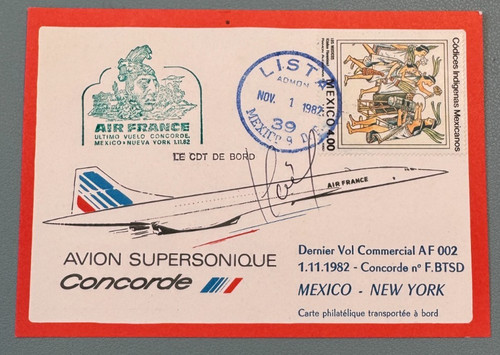 Carta ultimo volo concorde - volo, /