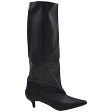 Stivale alto nero donna linea Basic con tacco a spillo basso 3 cm gambale over c