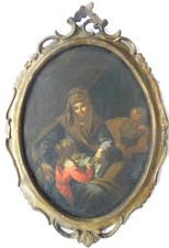 S. ANNA GIOACCHINO e MARIA ANTICO Olio tela ITALIA fine '600 inizio '700 41x31