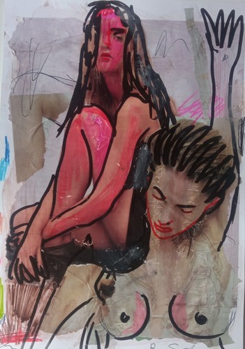 Love collage tecnica mista - love,