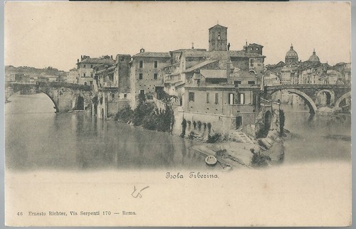 Isola tiberina roma - isola, cartolina