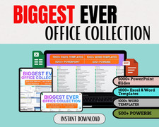 Pacchetto Modelli Ufficio | 5000+ Diapositive PowerPoint, 1000+ Modelli Excel e Word