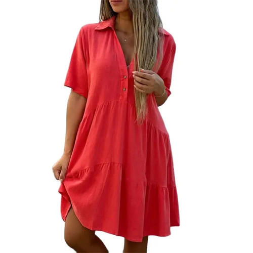 Abito donna cotone lino tinta