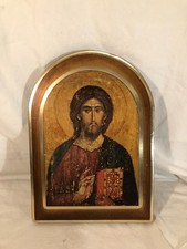 Icona Moderna Cristo Pantocratore Stampa su Tavola Legno Sagomata Arte Sacra