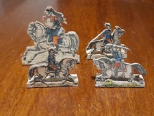 Vecchi soldatini di carta su legno - cavalleria - 4 pezzi 