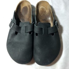 Zoccoli Birkenstock Boston pelle oliata nera unisex 43 (uomo taglia 10) plantare morbido