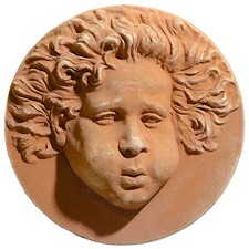 Pannello Eolo Alto Rilievo Terracotta Italiana da Parete o per Fontana Ø  35cm