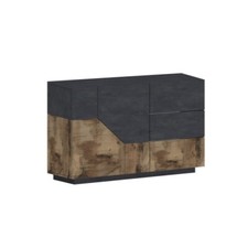 Madia da Ingresso Acero e Grigio 140 cm Credenza 2 Ante e 3 Cassetti