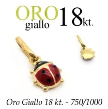 ciondolo regalo PORTAFORTUNA amuleto COCCINELLA oro 18kt. 750/1000 yellow gold