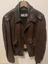 SCHOTT GIUBBOTTO VINTAGE IN PELLE MARRONE BOMBER AVIATORE Tg. 48 CON INTERNO