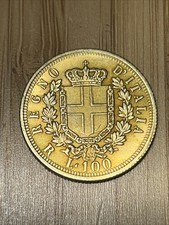 MONETA 100 LIRE VITTORIO EMANUELE II° 1872 REGNO D'ITALIA RIPRODUZIONE NO ORO