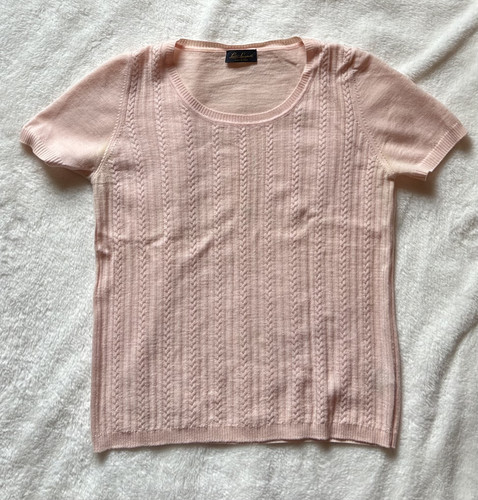 Maglia rosa cipria - , lavorata