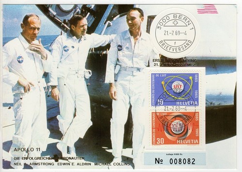 Cartolina svizzera apollo - apollo, 11