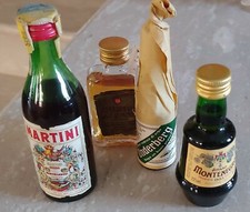 BOTTIGLIE MIGNON LIQUORE ORIGINALI VINTAGE ANNI 80 LOTTO 4PEZZI