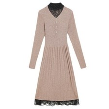 Donna Maglia Abito Midi collo