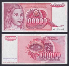 Banconota Jugoslavia 100000
