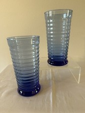 2 bicchieri Libbey blu cobalto Sirrus a costine MCM vintage da bere