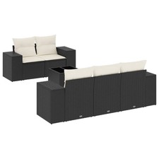 Garden Sofa Set Black PE