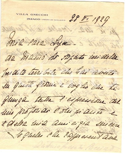 1929 inzago lettera - lettera, contessa