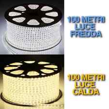 STRISCIA LED DA 100 METRI IMPERMEABILE IP68 LUCE BIANCA CALDA FREDDA  5050 220V