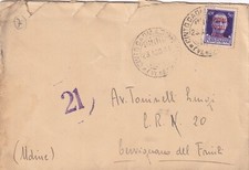 14205-RSI, SOPRASTAMPA ROSSA SU 50 cent. IMPERIALE, DA Cinto Caomaggiore, 1944