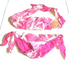 Bikini a fascia reversibile Fresh Peaches rosa e bianco Geo tinta unita rosa taglia media