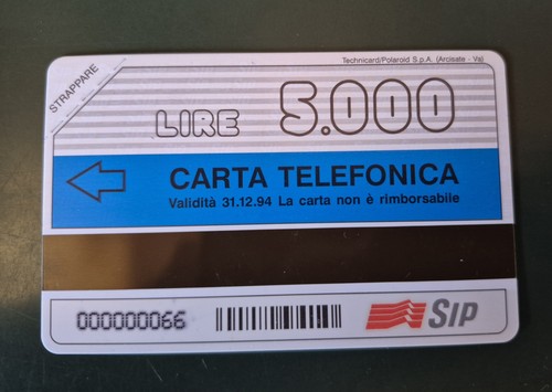 Scheda telefonica rara prova - scheda,