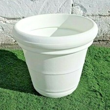 VASO TONDO DOPPIO BORDO LISCIO IN RESINA GIARDINO, ESTERNO E INTERNO DA 40 CM