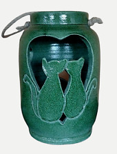 Lanterna ceramica verde grande portacandela esterno interno giardino con corda 