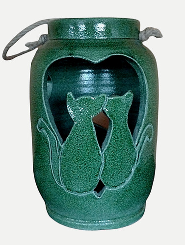 Lanterna ceramica verde - , grande