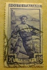 POSTE ITALIANE - FRANCOBOLLO L. 20 "LA SCIABICA"  CAMPANIA - 1950 (USATO)