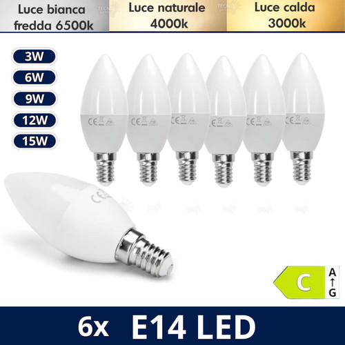 E14 lampadine led candela - 6, a