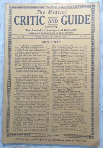 Dec 1933 medical critic and - critic,
