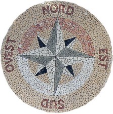 ROSA DEI VENTI IN MARMO CON PUNTI CARDINALI diam120  con 4 poli