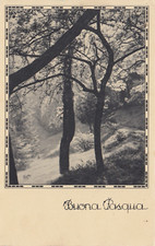 CARTOLINA  AUGURALI BUONA PASQUA UOVO PASCALE PULCINI AGNELLI VIAGGIATA 1936