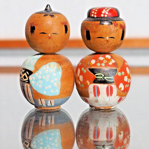 Rara coppia bambole - di, kokeshi