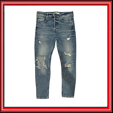 Pantalone Pantaloni Jeans ZARA Uomo Taglia 42 Denim con Strappi Chiusura Bottoni